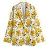 Yellow Alstroemeria Pattern Print Women's Blazer