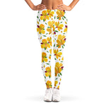 Yellow Alstroemeria Pattern Print Women's Leggings