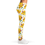 Yellow Alstroemeria Pattern Print Women's Leggings