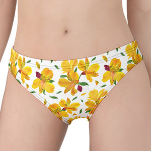 Yellow Alstroemeria Pattern Print Women's Panties