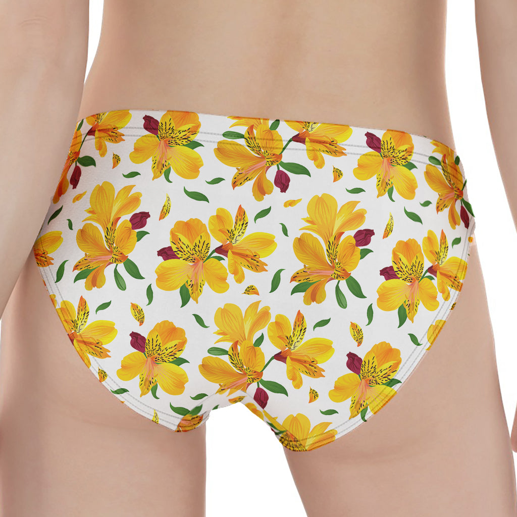 Yellow Alstroemeria Pattern Print Women's Panties
