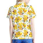 Yellow Alstroemeria Pattern Print Women's Polo Shirt