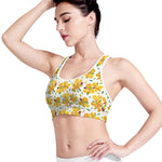 Yellow Alstroemeria Pattern Print Women's Sports Bra