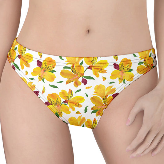 Yellow Alstroemeria Pattern Print Women's Thong