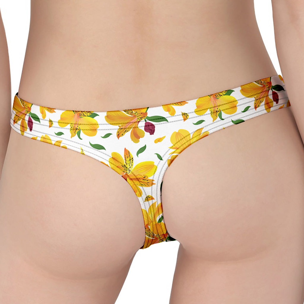 Yellow Alstroemeria Pattern Print Women's Thong