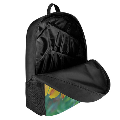 Yellow Alstroemeria Print 17 Inch Backpack