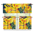 Yellow Alstroemeria Print 3 Piece Kitchen Curtains