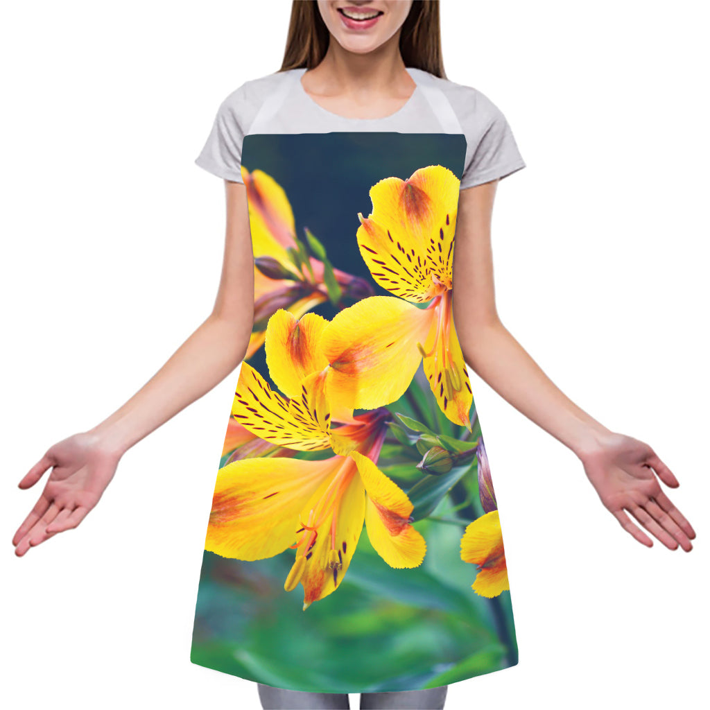 Yellow Alstroemeria Print Adjustable Apron