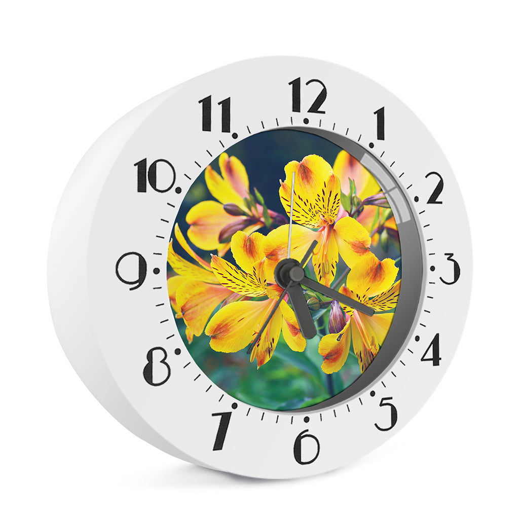 Yellow Alstroemeria Print Alarm Clock