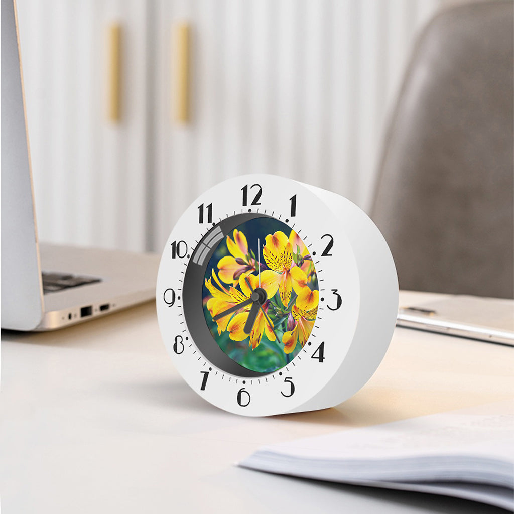 Yellow Alstroemeria Print Alarm Clock
