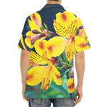 Yellow Alstroemeria Print Aloha Shirt