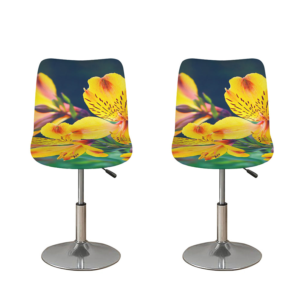 Yellow Alstroemeria Print Bar Stool Covers