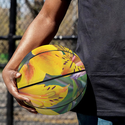 Yellow Alstroemeria Print Basketball