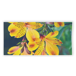 Yellow Alstroemeria Print Beach Towel