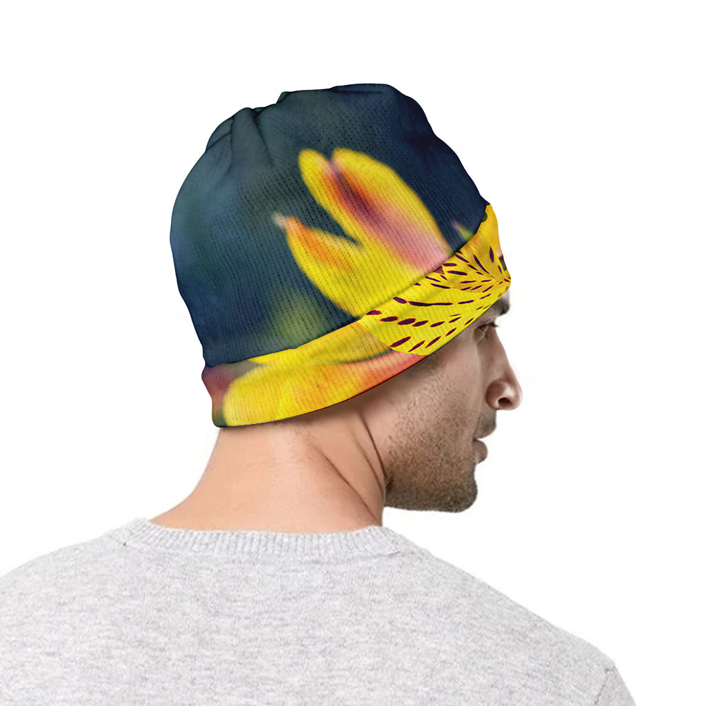 Yellow Alstroemeria Print Beanie
