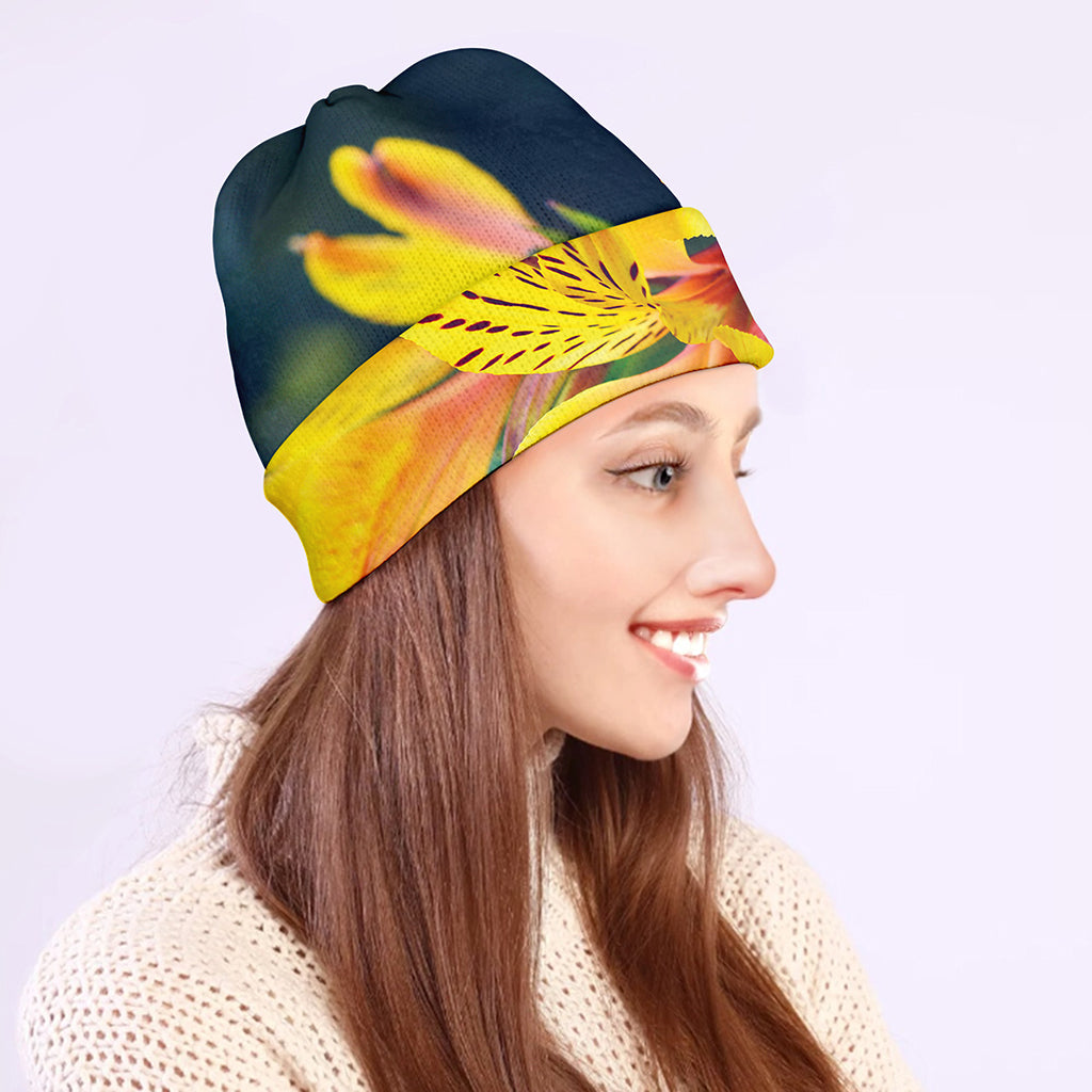 Yellow Alstroemeria Print Beanie