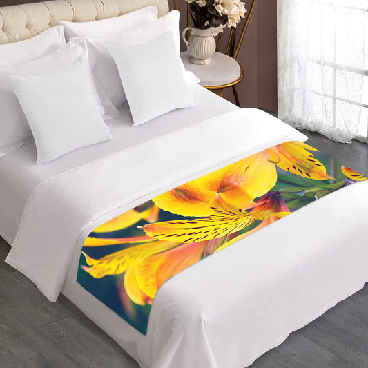 Yellow Alstroemeria Print Bed Runner