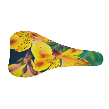 Yellow Alstroemeria Print Bicycle Seat Cover