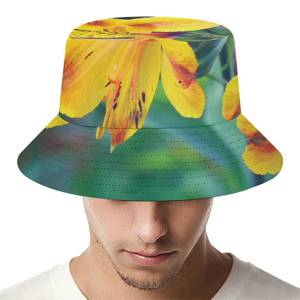 Yellow Alstroemeria Print Bucket Hat