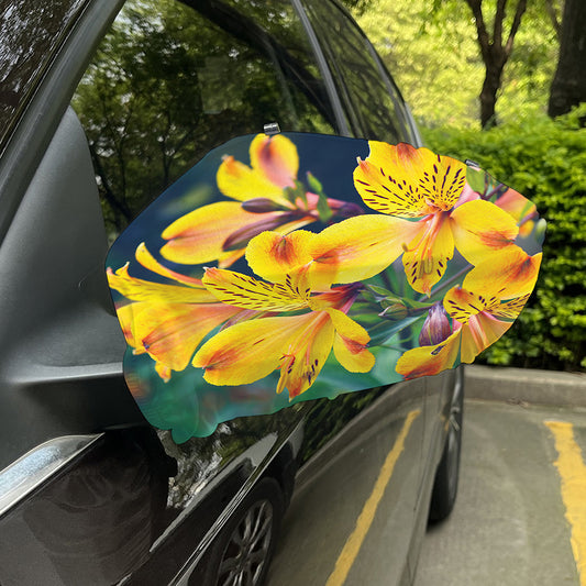 Yellow Alstroemeria Print Car Side Mirror Covers