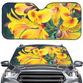 Yellow Alstroemeria Print Car Windshield Sun Shade