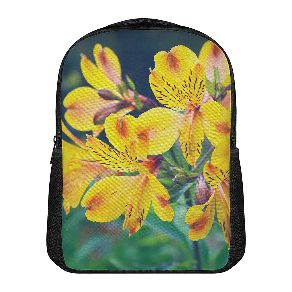 Yellow Alstroemeria Print Casual Backpack