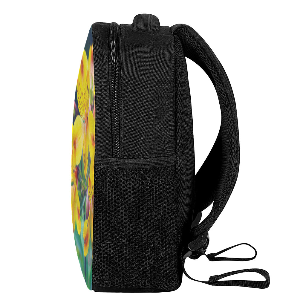 Yellow Alstroemeria Print Casual Backpack