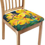 Yellow Alstroemeria Print Chair Cushion Cover