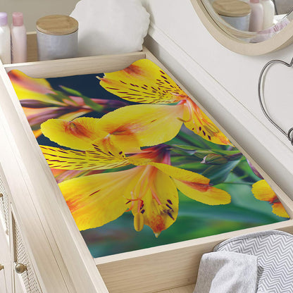 Yellow Alstroemeria Print Changing Pad Cover