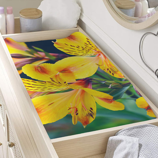 Yellow Alstroemeria Print Changing Pad Cover