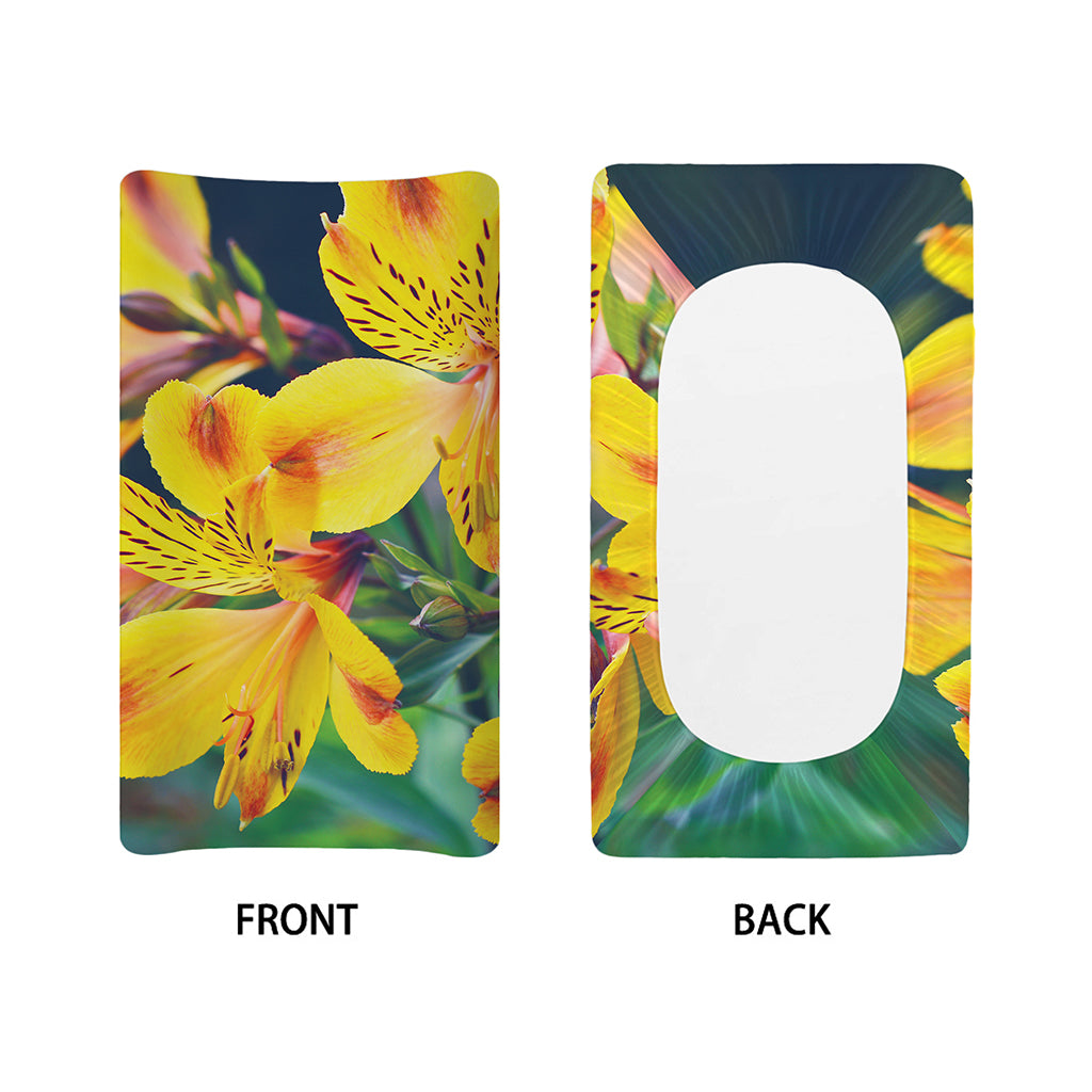 Yellow Alstroemeria Print Changing Pad Cover