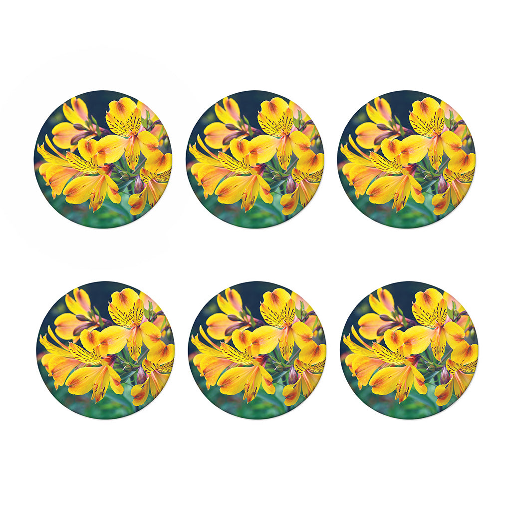 Yellow Alstroemeria Print Coaster Set