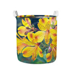 Yellow Alstroemeria Print Collapsible Laundry Basket