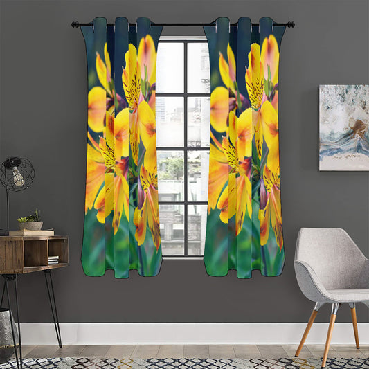 Yellow Alstroemeria Print Curtain