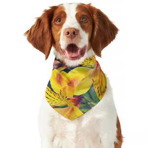 Yellow Alstroemeria Print Dog Bandana