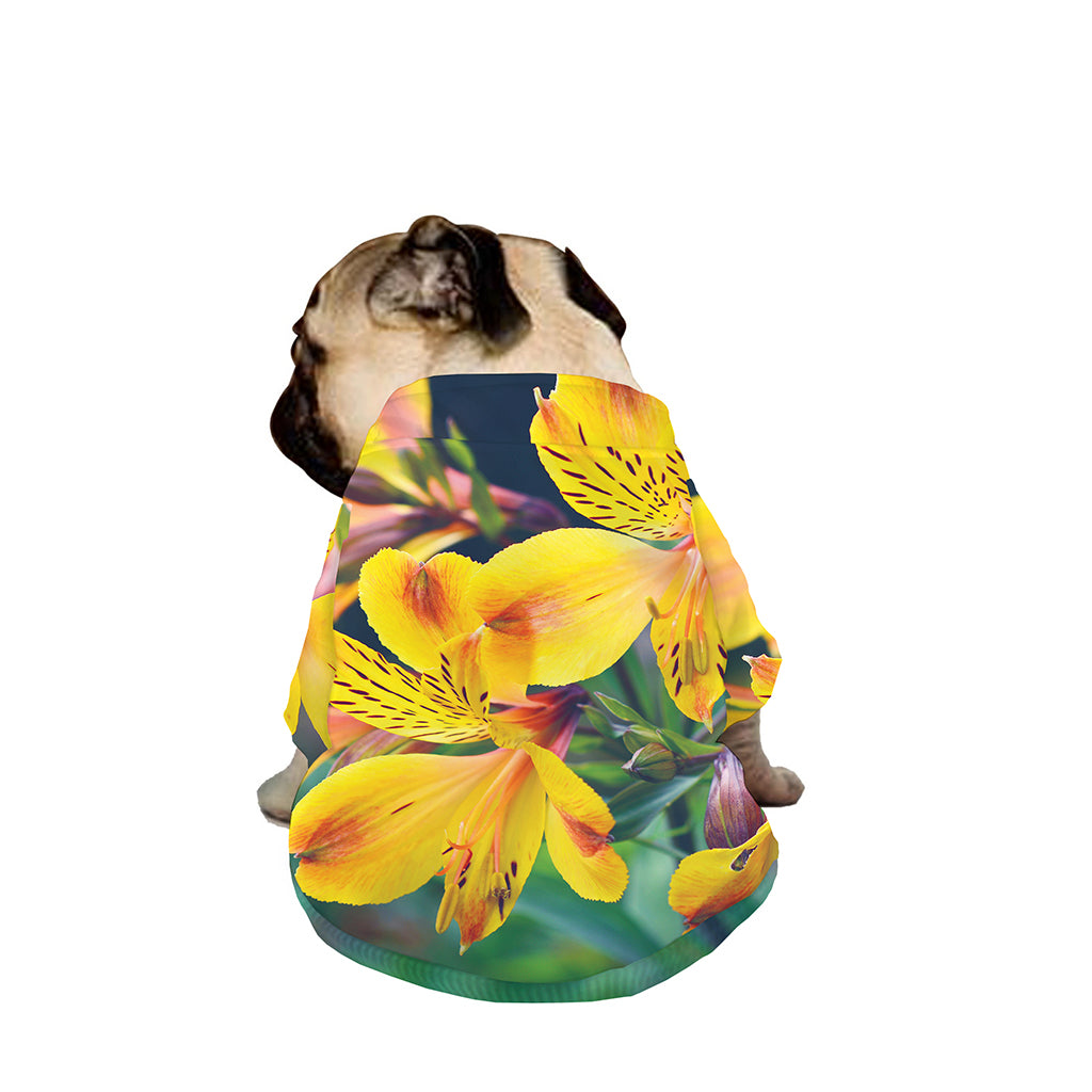 Yellow Alstroemeria Print Dog Zip Up Jacket