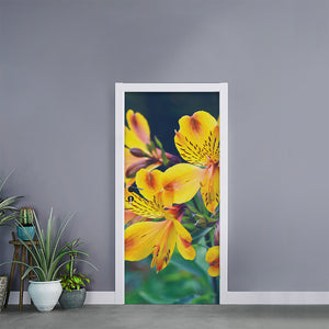 Yellow Alstroemeria Print Door Sticker