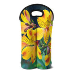 Yellow Alstroemeria Print Double Neoprene Wine Tote