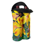 Yellow Alstroemeria Print Double Neoprene Wine Tote