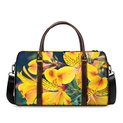 Yellow Alstroemeria Print Duffle Bag