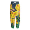 Yellow Alstroemeria Print Fleece Lined Knit Pants