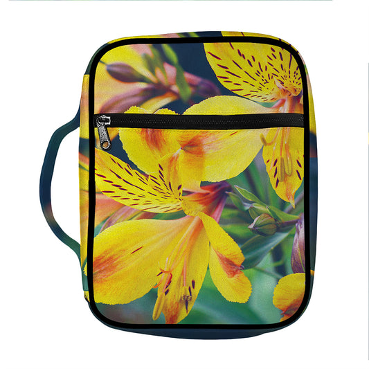 Yellow Alstroemeria Print Front Pocket Bible Bag