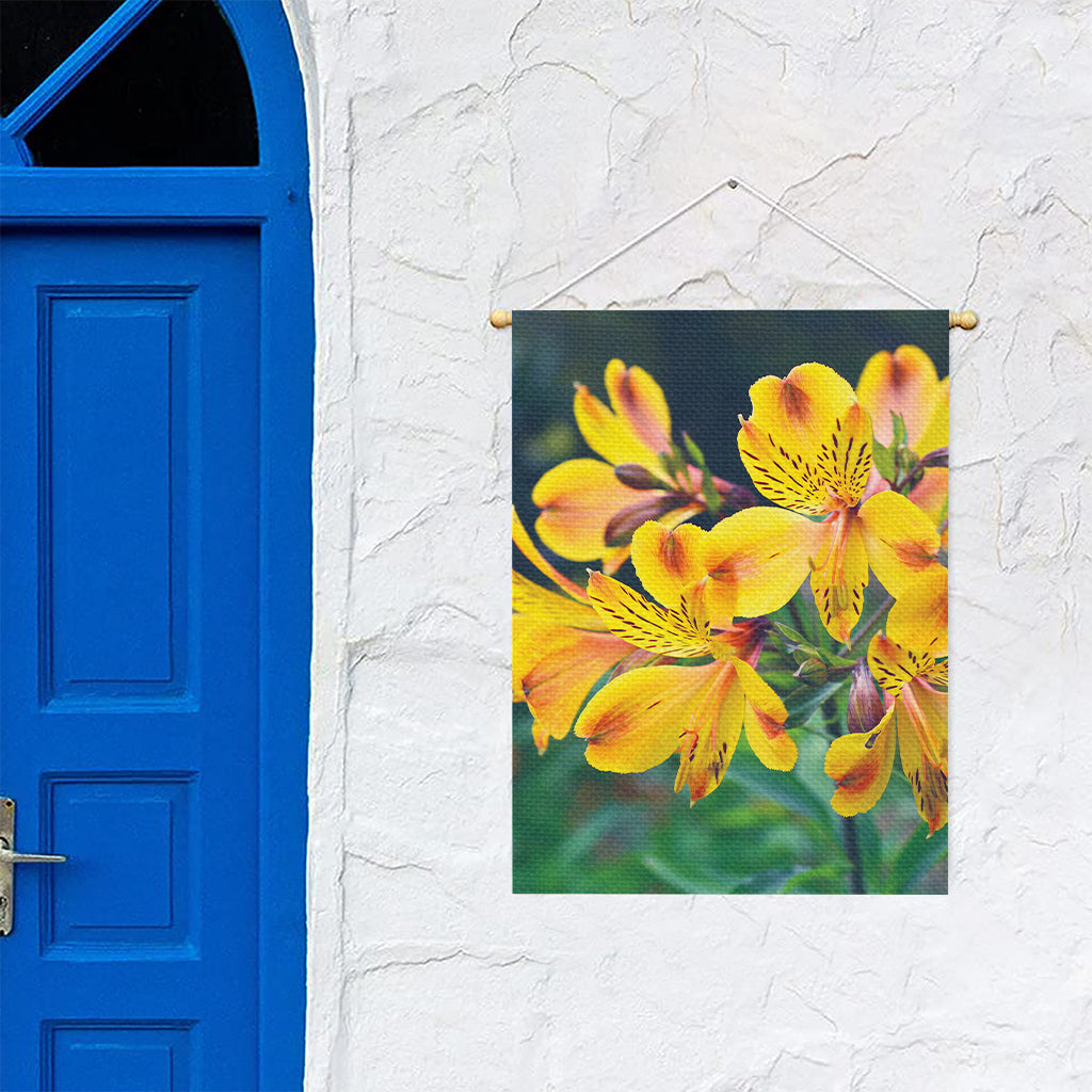 Yellow Alstroemeria Print Garden Flag