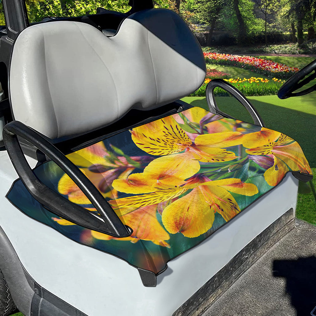Yellow Alstroemeria Print Golf Cart Seat Cover