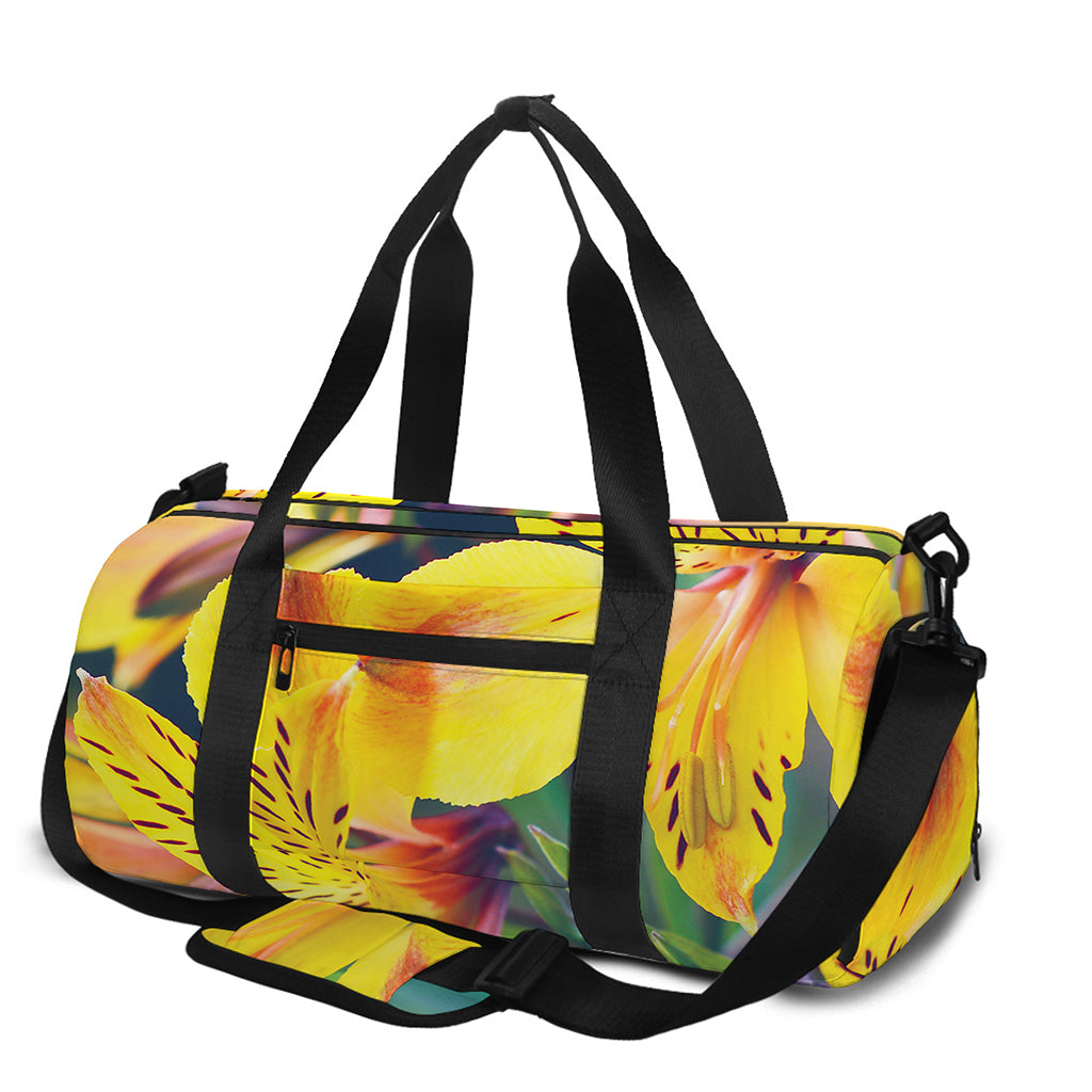 Yellow Alstroemeria Print Gym Bag