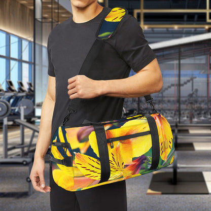 Yellow Alstroemeria Print Gym Bag