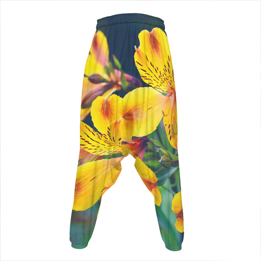 Yellow Alstroemeria Print Hammer Pants