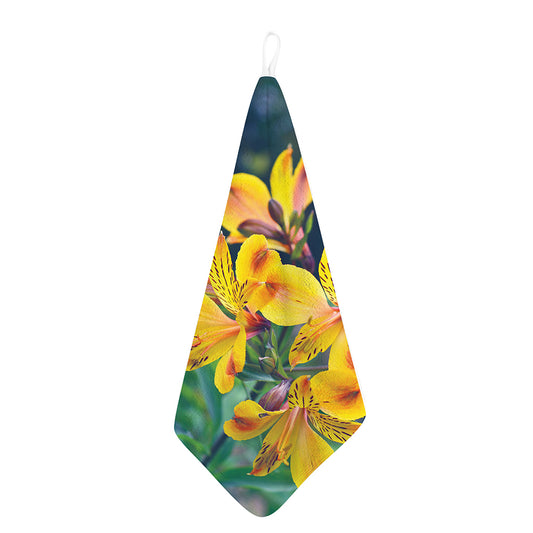 Yellow Alstroemeria Print Hand Towel