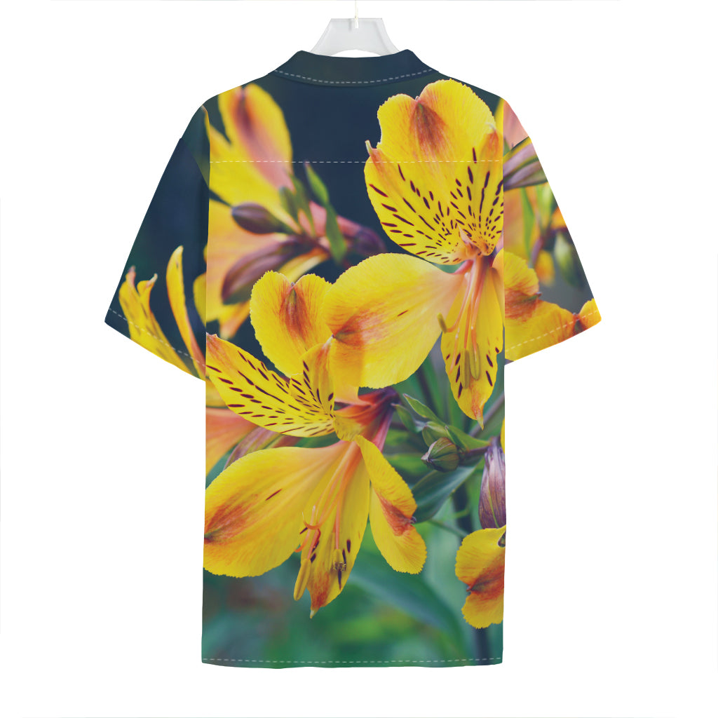 Yellow Alstroemeria Print Hawaiian Shirt