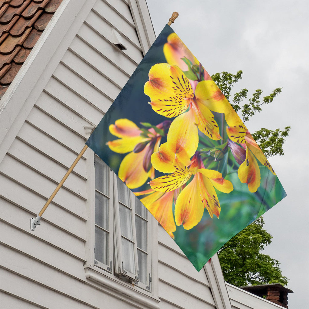 Yellow Alstroemeria Print House Flag